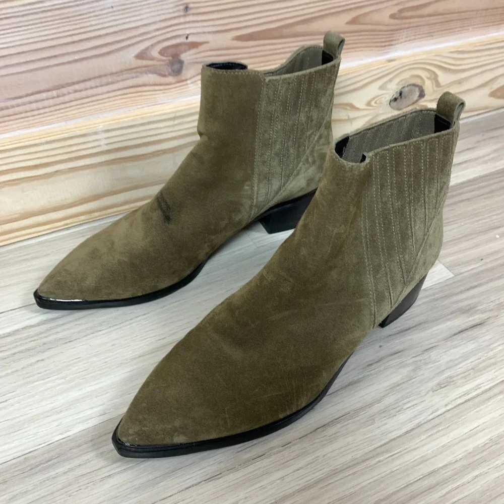 Mark Fisher Boots Womens 7.5 M Ankle Green Suede‎ Pointed Toe Chukka Bootie